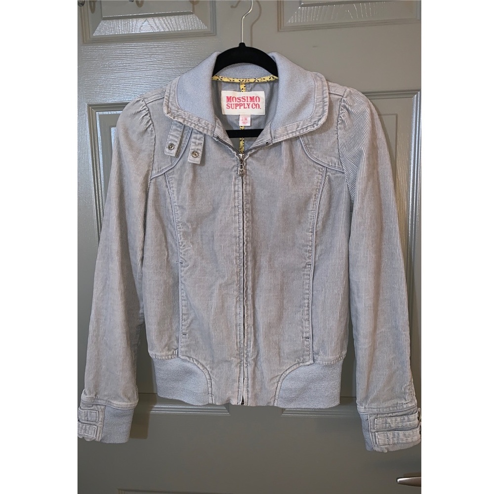 Gray Corduroy Moto Jacket Zip Up Grey Mossimo